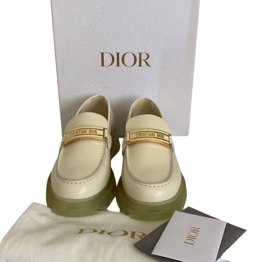 Christian Dior Code Loafers Off White Brushed Calfskin in Box w/ Dust bag - Picture 10 of 11